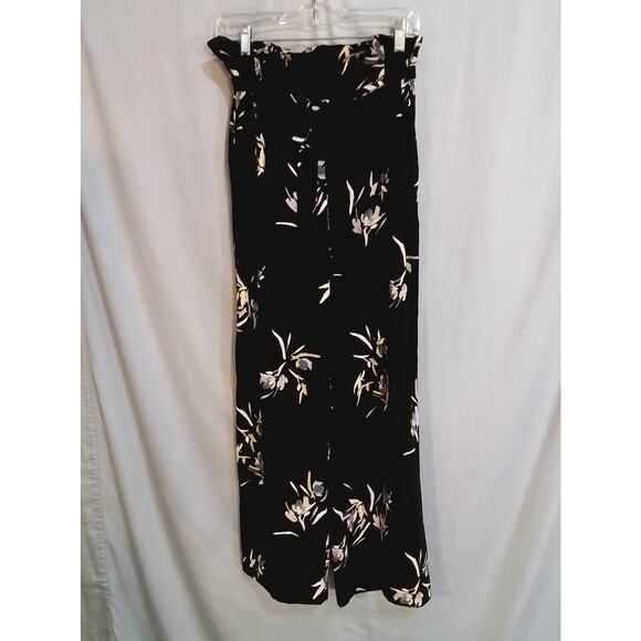 a. new day flowy pant , dark navy with flower print - Picture 1 of 5